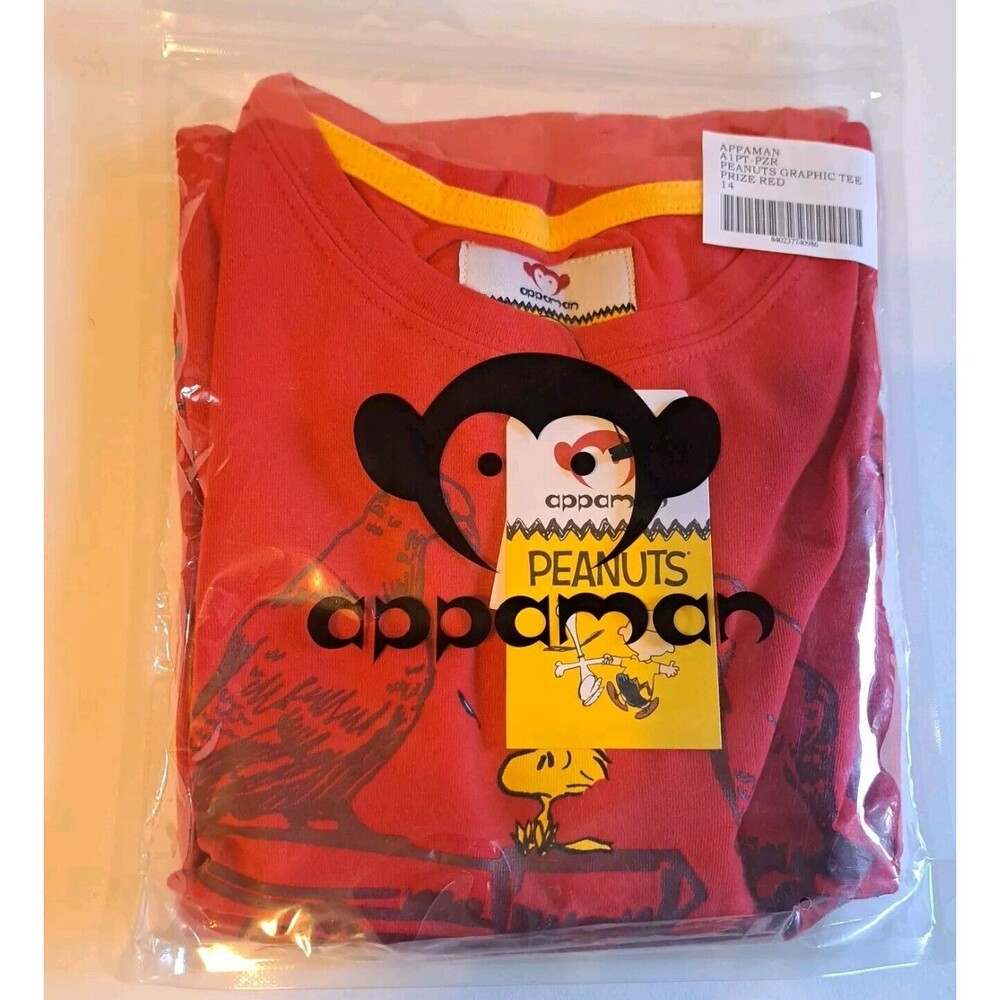 Appaman x Peanuts Kids Prize Red Long Sleeve T-Shirt New In Plastic NWT Size 14 - Picture 4 of 5